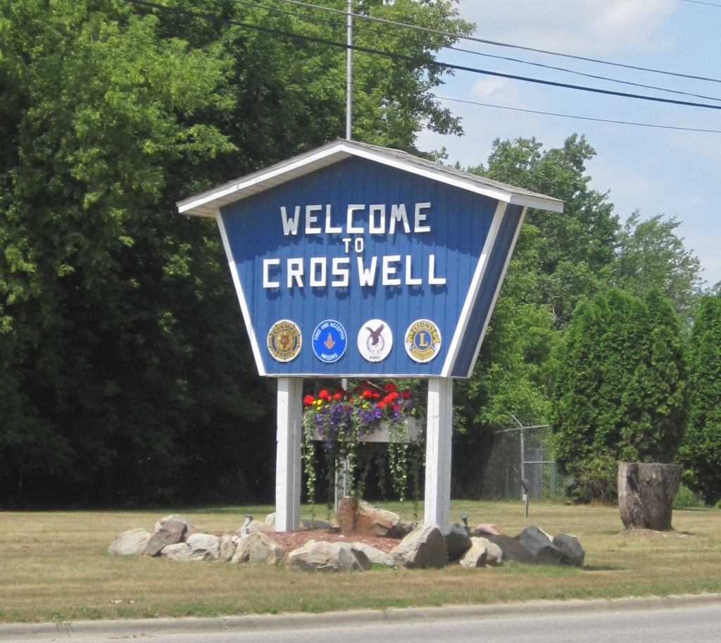 Welcome to Croswell sign